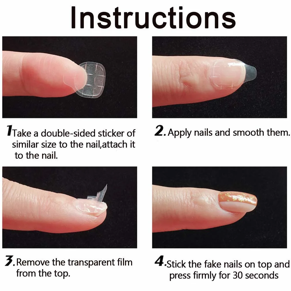 Press on Thin Double Side Jelly Nail Glue Adhesive Waterproof Tape Stickers for Manicure Fake Nail Toe Tips