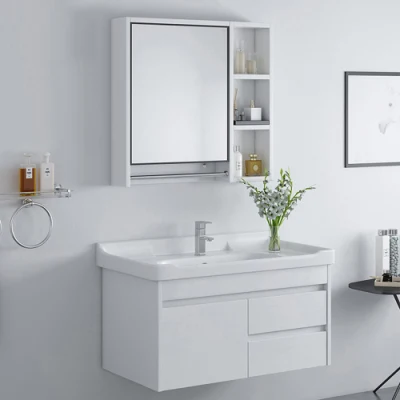 독일 스타일 불산 분지 단단한 나무 흰색 래커 욕실 세면대